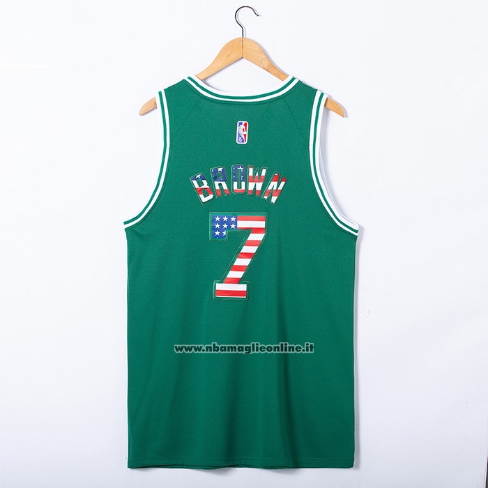 Maglia Boston Celtics Jaylen Brown #7 75th Bandera Edition Verde
